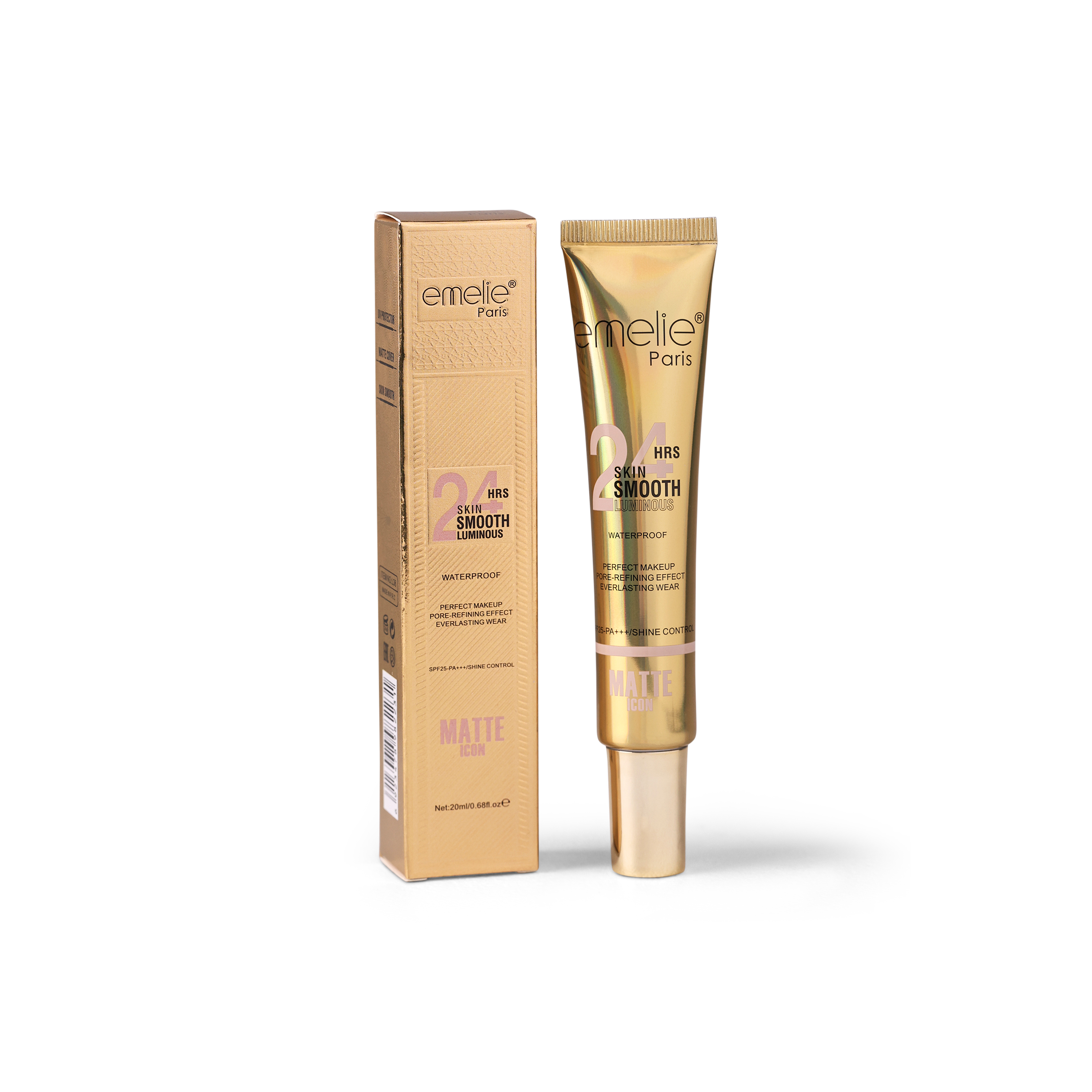 Skincare cream tube with box packaging on white background